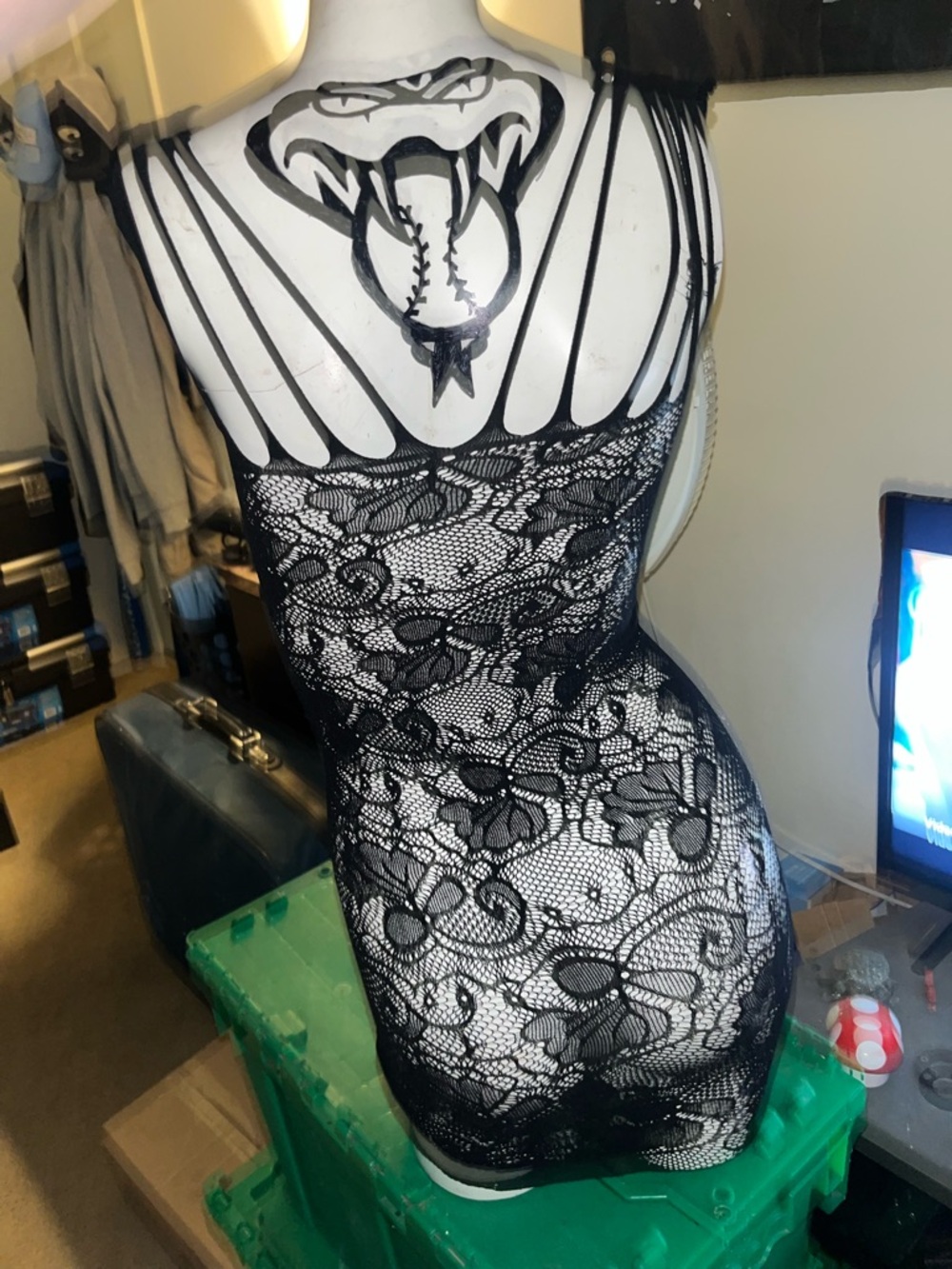 Sheer Black Floral Lace Bodycon Chemise - Women's Intimates